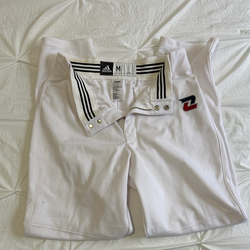 Adidas White Climalite Baseball Pants with Logo 32x33